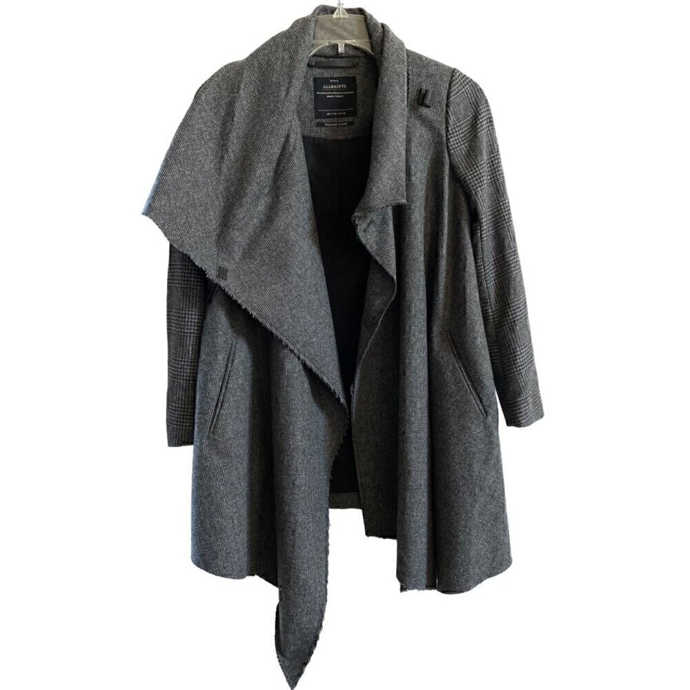 allsaints check monument wool coat sz us 4 gray check houndstooth italian cloth - Picture 6 of 17